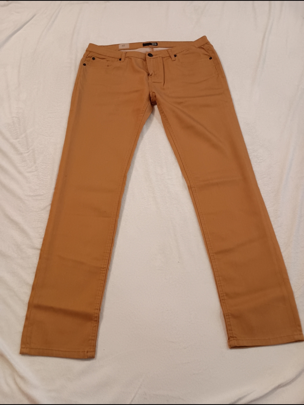 David Kahn Mickayla Low Rise Skinny Straight Pants Ochre Tan Size 32